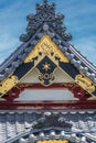 Sezonin temple colorful facade carved golden Dragon. Nagano City, Japan