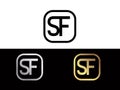 SF Initial box shape Gold color later Logo Design