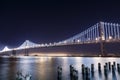 SF-Oakland Bay Bridge at Night Royalty Free Stock Photo