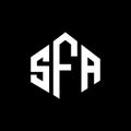 SFA letter logo design with polygon shape. SFA polygon and cube shape logo design. SFA hexagon vector logo template white and Royalty Free Stock Photo