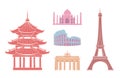 Famous Sights and Attractions on Travel Stickers