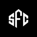SFC letter logo design with polygon shape. SFC polygon and cube shape logo design. SFC hexagon vector logo template white and Royalty Free Stock Photo