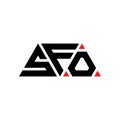 SFO triangle letter logo design with triangle shape. SFO triangle logo design monogram. SFO triangle vector logo template with red Royalty Free Stock Photo