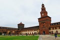 Sforza castle courtyard view Torre del Filarete tower Milan Italy Royalty Free Stock Photo