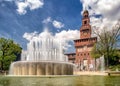 Sforza castle and fountain in Milano, Italy Royalty Free Stock Photo