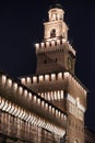 Sforza castle at night in Milano, Italy Royalty Free Stock Photo