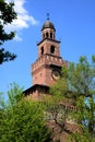 The Sforza Castle,view of the central tower in the trees