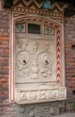 Sforza Castle in Milan, north of Italy. Outdoor washbasin with sink. Designed as a window and decorated with a bas