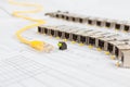 SFP network modules for network switch, patch cord and diod Royalty Free Stock Photo