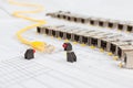 SFP network modules for network switch, patch cord and diodes Royalty Free Stock Photo