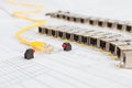 SFP network modules for network switch, patch cord and diodes Royalty Free Stock Photo
