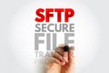SFTP Secure File Transfer Protocol text on background. Concept for encrypted communication, safe data sharing, secure server Royalty Free Stock Photo