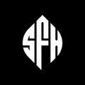 SFX circle letter logo design with circle and ellipse shape. SFX ellipse letters with typographic style. The three initials form a Royalty Free Stock Photo