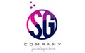 SG S G Circle Letter Logo Design with Purple Dots Bubbles