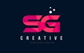 SG S G Letter Logo with Purple Low Poly Pink Triangles Concept