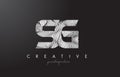 SG S G Letter Logo with Zebra Lines Texture Design Vector.