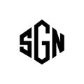SGN letter logo design with polygon shape. SGN polygon and cube shape logo design. SGN hexagon vector logo template white and Royalty Free Stock Photo