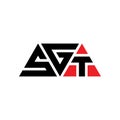 SGT triangle letter logo design with triangle shape. SGT triangle logo design monogram. SGT triangle vector logo template with red Royalty Free Stock Photo