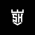 SH Logo Letter Castle Shape Style