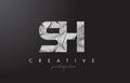 SH S H Letter Logo with Zebra Lines Texture Design Vector.