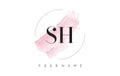 SH S H Watercolor Letter Logo Design with Circular Brush Pattern