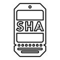 Sha algorithm hashing secure data encryption tag outline icon