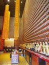 Numerous Buddha statues, incorporated in the walls of the Ten Thousand Buddhas Monastery Royalty Free Stock Photo