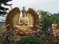 Several statues near the ten thousand buddhas monastery Royalty Free Stock Photo