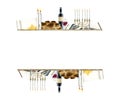 Shabbat eve ritual horizontal banner for greetings with copy space with Jewish challah, wine, Torah, candles and tallit