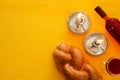 shabbat image. challah bread, wine and candles Royalty Free Stock Photo