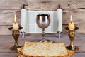 Shabbat Shalom - Traditional Jewish Sabbath matzah and wine ritual