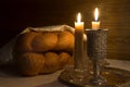 Shabbat Shalom - wine, challah and candles