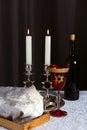 Shabbat Shalom - wine, challah and candles