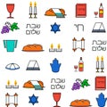 Shabbat symbols seamless pattern