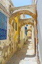 The shabby alley in Bizerte Medina, Tunisia