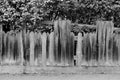 Shabby broken old wooden fence with holes