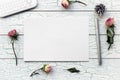 Shabby chic, Boho Mockup for presentations with dry roses. Royalty Free Stock Photo