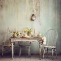 Shabby chic faded background inspired by a retro dinner