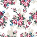 Vintage chintz roses seamless pattern