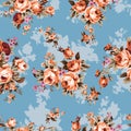 Vintage chintz roses seamless pattern