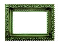 Shabby chic green picture frame,white background Royalty Free Stock Photo