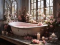 A shabby chic romantic cottagecore tub haunting atmosphere