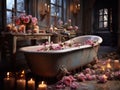 A shabby chic romantic cottagecore tub haunting atmosphere