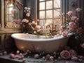 A shabby chic romantic cottagecore tub haunting atmosphere