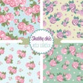 Shabby Chic Rose Patterns. Set seamless pattern. Royalty Free Stock Photo