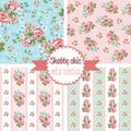 Shabby Chic Rose Patterns. Set seamless pattern. Vintage floral pattern, backgrounds. Royalty Free Stock Photo