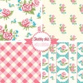 Shabby Chic Rose Patterns. Set seamless pattern. Vintage floral pattern, backgrounds. Royalty Free Stock Photo