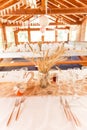 Shabby Chic Rustic Wedding Table Wheat Decoration Royalty Free Stock Photo