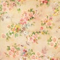 Shabby Chic Vintage Antique Rose Floral Wallpaper Royalty Free Stock Photo