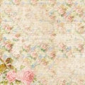 Shabby chic vintage flower background with antique handwriting script